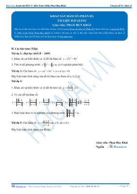 Tài liệu bài giảng Khảo sát hàm số (phần 02)